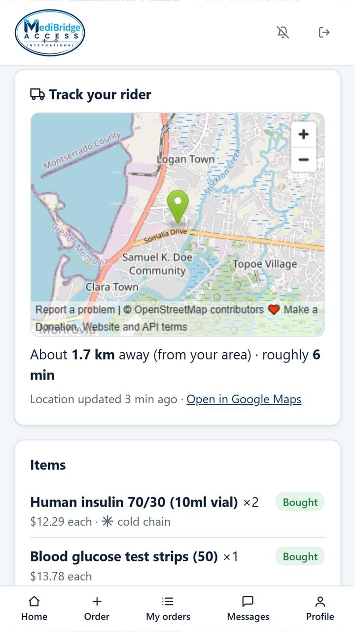 Tracking a MediBridge rider on the map